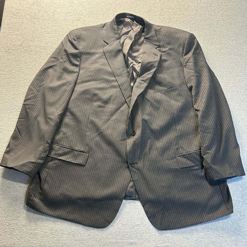 Hart Schaffner Marx Blazer Coat Mens 56R Charcoal Gray Micro Pattern Two Button